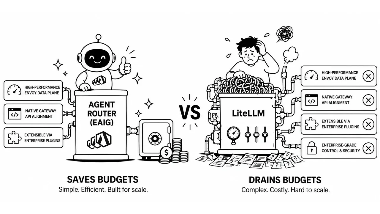Agent Router (EAIG) versus LiteLLM comparison